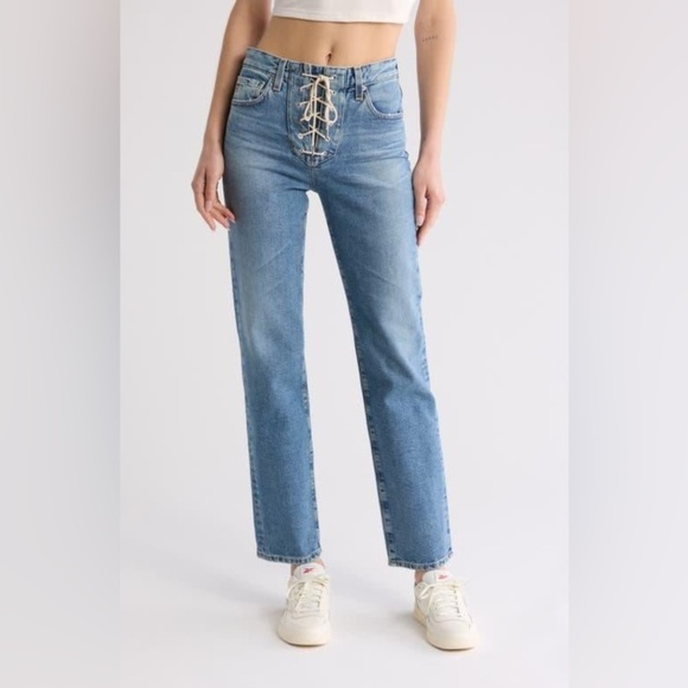 AG Adriano Goldschmied Alexxis Lace Up High Rise Vintage Fit Jeans